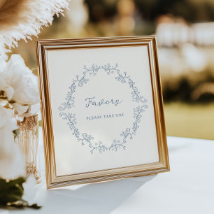 Poster Vintage Chinoiserie Dusty Blue