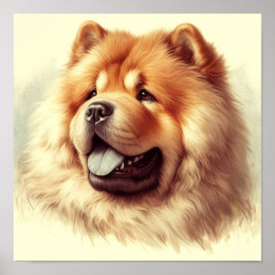Poster Vintage Chow-Chow Painting