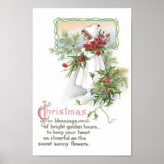Póster Vintage Christmas Girl