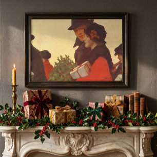 Póster Vintage Christmas, Love and Romance Gift Shopping