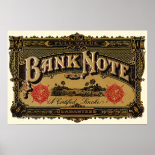 Póster Vintage Cigar Label Art, Bank Note Money Finance