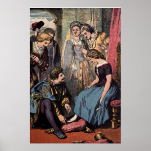 Póster Vintage Cinderella que cabe o deslizador de vidro