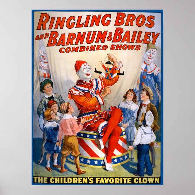 Poster Vintage Circus ClowShow (Frente)