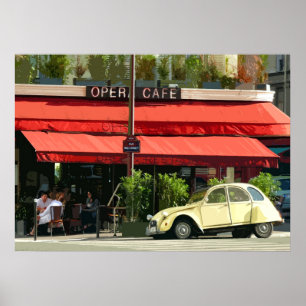 Póster Vintage Citroën Car Fora de Paris Café
