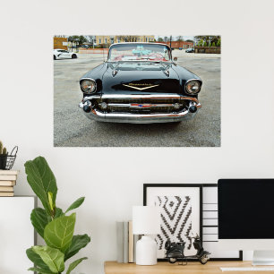 Poster Vintage Classic Car Black Bel Air