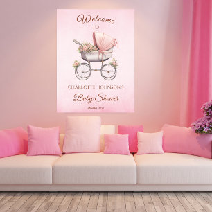 Poster Vintage Classic Girl Pink Chá de fraldas Welcome