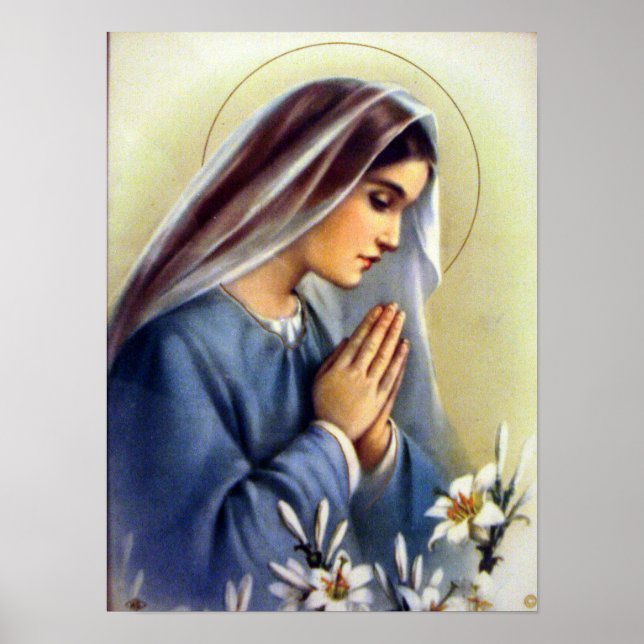 Póster Vintage Clássica Bênção Virgem Maria Mãe de Deus (Frente)