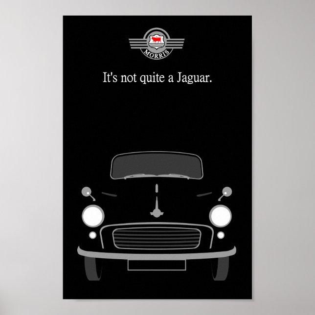 Poster Vintage clássico preto Morris Minor (Frente)