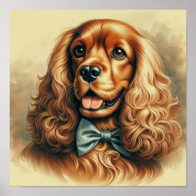 Poster Vintage Cocker Spaniel Oil (Frente)