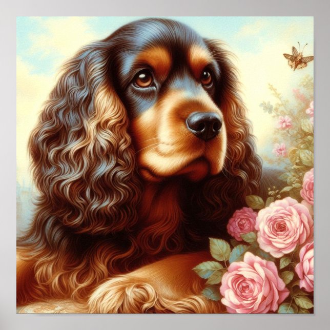 Poster Vintage Cocker Spaniel Painting (Frente)