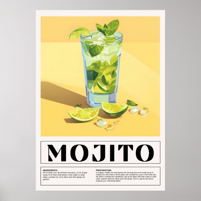 Poster Vintage Cocktails: Mojito (Frente)