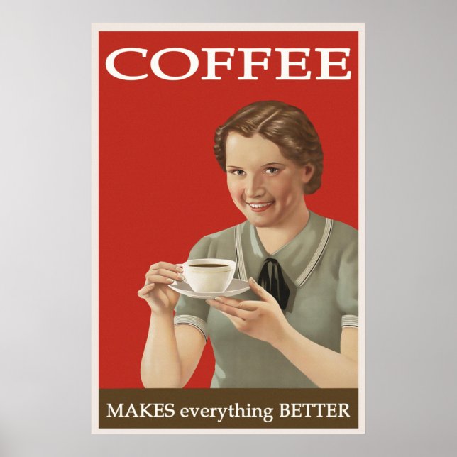 Poster Vintage Coffee Anúncio (Frente)