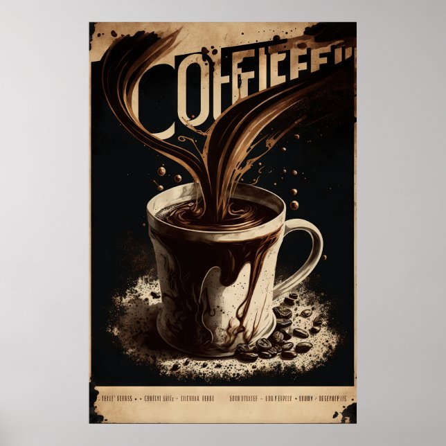 Poster Vintage Coffee Wall Art (Frente)
