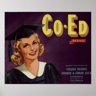 Póster Vintage College Co-Ed Graduation Woman
