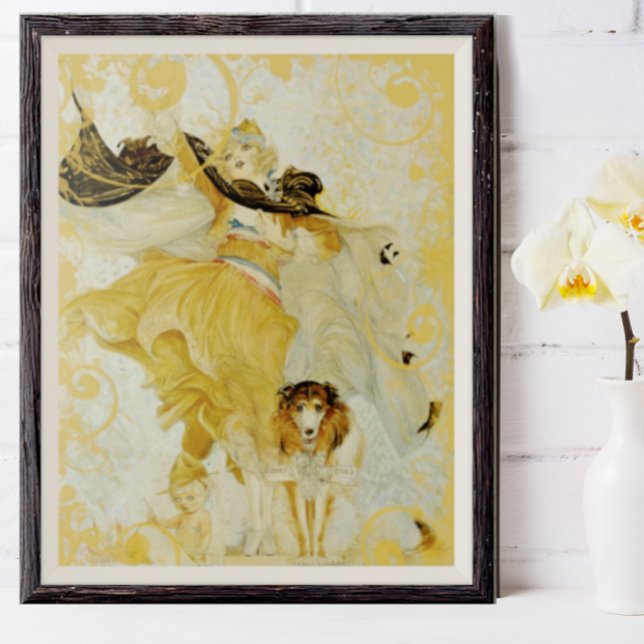 Poster vintage Collie Dog e Fashion Diva (Criador carregado)