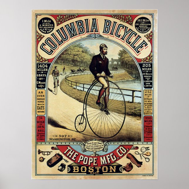 Póster Vintage Columbia Bicicleta Anúncio (Frente)