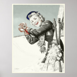 Poster vintage com impressão do feriado de invern