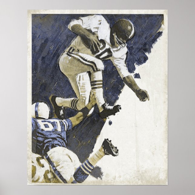 Poster vintage com o Action Packed Football Impres (Frente)