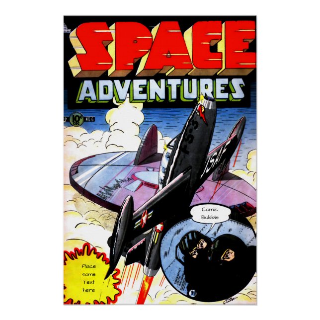 Póster Vintage Comic Cover , Space Adventures 2 custom (Frente)