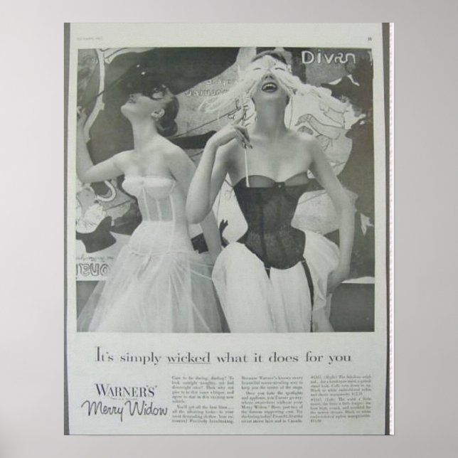 Poster Vintage Corset Advertisement,Warners Feliz Widow (Frente)