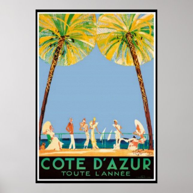 Poster Vintage Cote D’Azur Viagem (Frente)