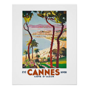 Póster Vintage Cote D'Azur Cannes