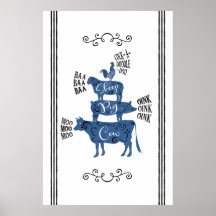 Vintage Country Farmhouse Stacking Fazenda Animal