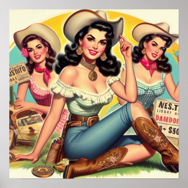 Poster Vintage Country Girls (Frente)