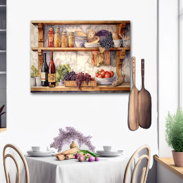 Póster Vintage Country Kitchen Prateleiras de vinho