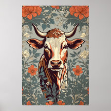 Vintage Cow William Morris Inspirou Floral