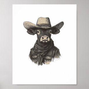 Poster Vintage Cowboy Camisa - Vaca Ocidental