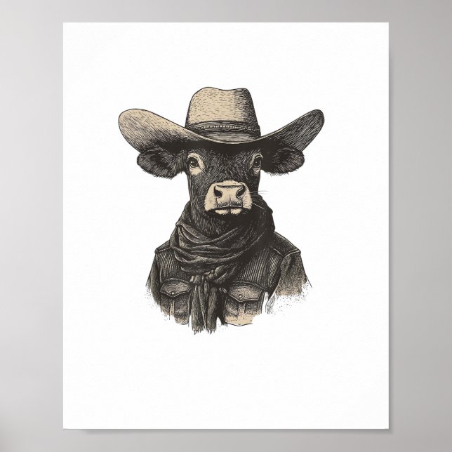 Poster Vintage Cowboy Camisa - Vaca Ocidental (Frente)