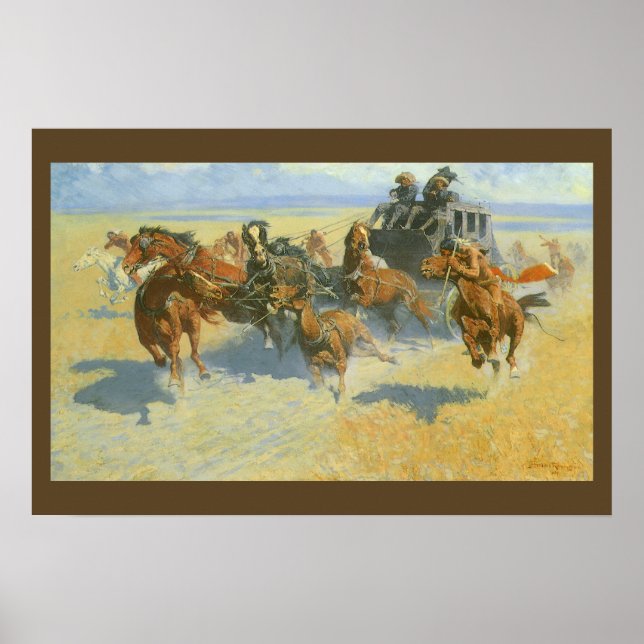 Póster Vintage Cowboy, Downing the Nigh Leader, Remington (Frente)