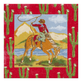 Póster Vintage Cowboy Ocidental Rodeo Wild West