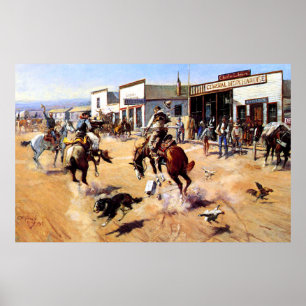 Poster Vintage Cowboys Guns E Roubo Do Banco De Cavalos