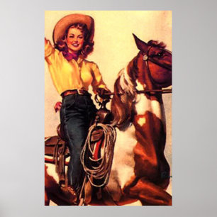 Póster Vintage Cowgirl
