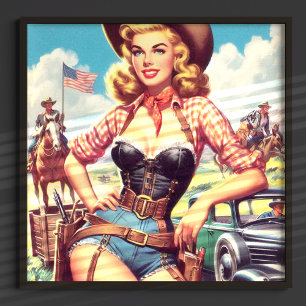 Poster Vintage Cowgirl Pin Up