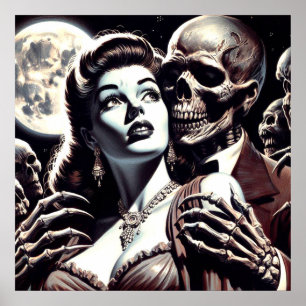Poster Vintage Creepy Horror Mulher