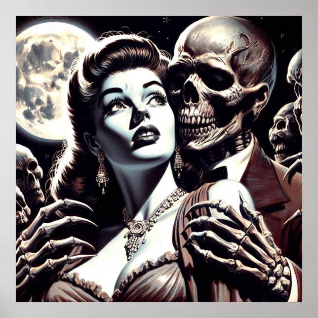 Poster Vintage Creepy Horror Mulher (Frente)