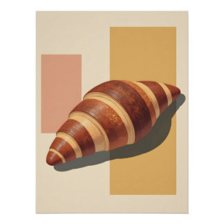 Póster Vintage Croissant Poster – Retro Bakery Wall Art