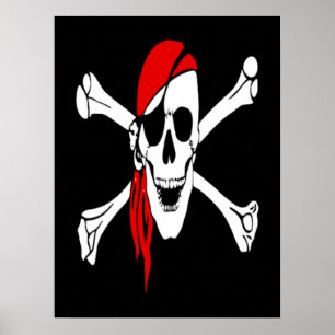 Poster Vintage Crossbones Pirata no Mar