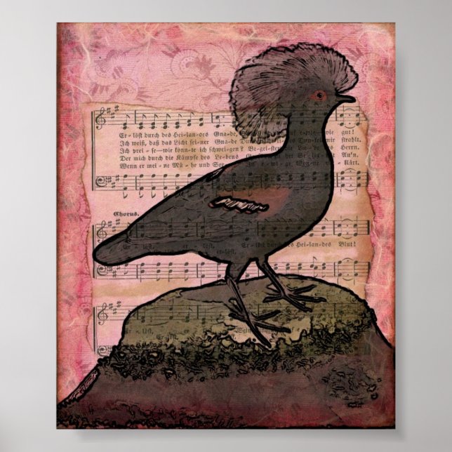 Poster Vintage Crowned Bird (Frente)