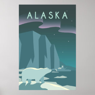 Poster Vintage Cruise Line Alaska Glacier Viagem