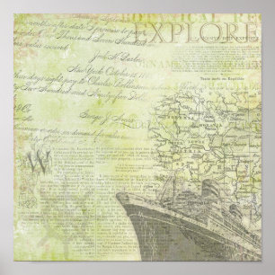 Poster Vintage Cruise Liner.