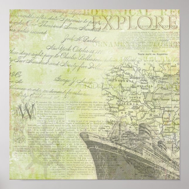 Poster Vintage Cruise Liner. (Frente)