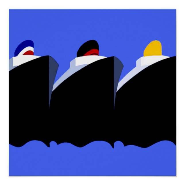 Póster Vintage Cruise Ship Art Deco Poster (Frente)