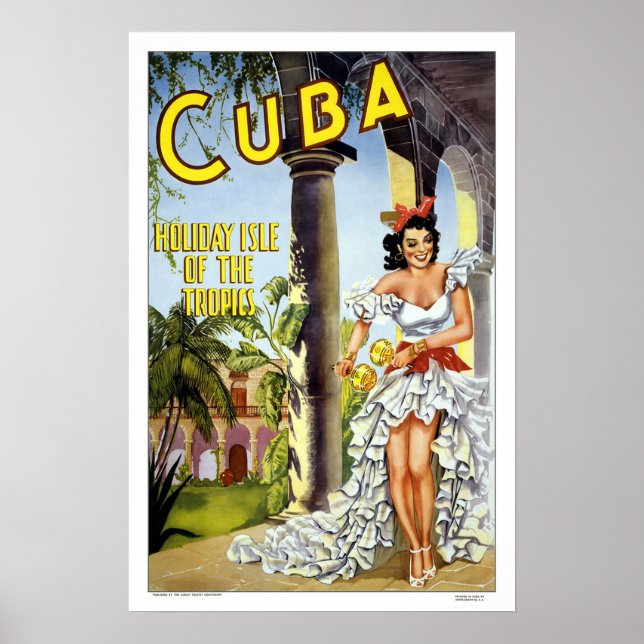 Póster Vintage Cuba Dancer Viagem (Frente)