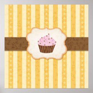 Póster Vintage Cupcake Background
