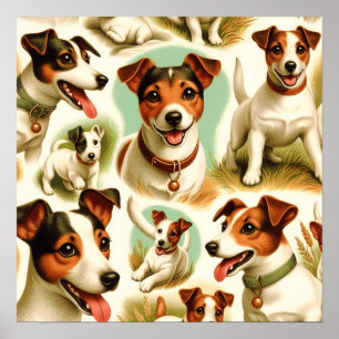 Poster Vintage Cute Jack Russell Terrier