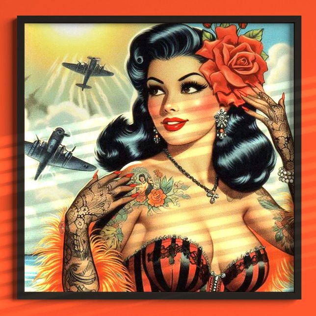 Poster Vintage Cute Tattoo Girl (Criador carregado)